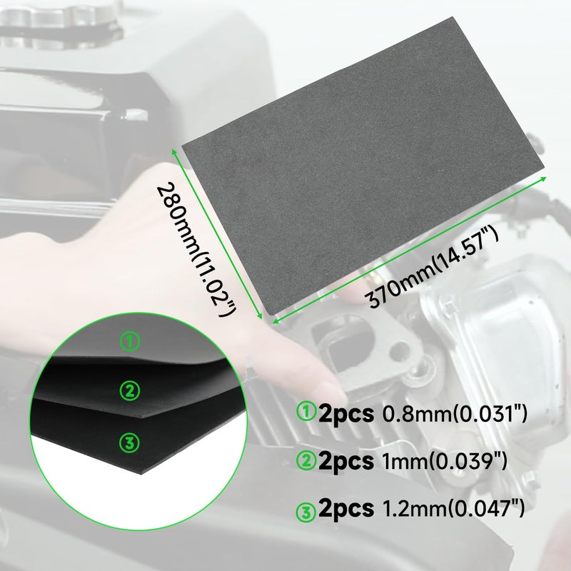 XIKOBY Non Asbestos Gaskets Material Sheet for Predator 212 Small Engine Mini Bike PZ20 GX160 Carburetor Intake Exhaust Pipe, DIY Gaskets Material for 110cc Motorcycle ATV Sealing Parts 15x12'' (6PCS) - Image 2